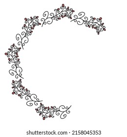 Vector colorful floral frame with leaves illustration. Round beautiful decoration wreath with leaves for invitations, greeting cards, wedding