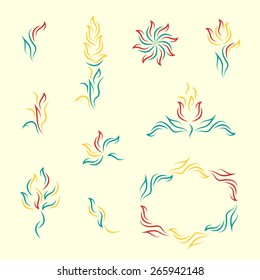 Vector colorful floral logos set