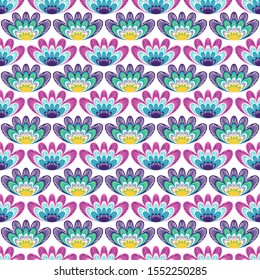 vector colorful floral overlap seamless pattern