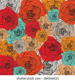 Patrón floral colorido de Vector. 