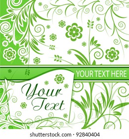 Vector Colorful Floral Pattern Card in Green Color. In a gallery also accessible variant with a blue and with a red color.