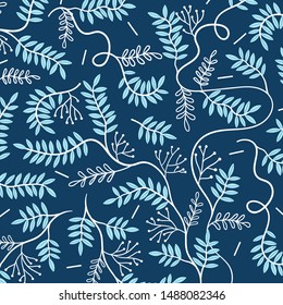 Vector colorful floral pattern with exotic leaves.