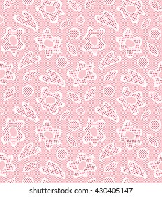 Vector colorful floral seamless pattern in doodle style with flowers and leaves. Gentle, spring floral background. Polka dots background.