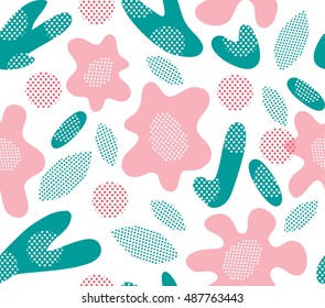 Vector colorful floral seamless pattern in doodle style with flowers and leaves. Gentle, spring floral background.