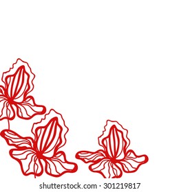 Vector colorful floral template. Background with iris flowers. Vector floral texture