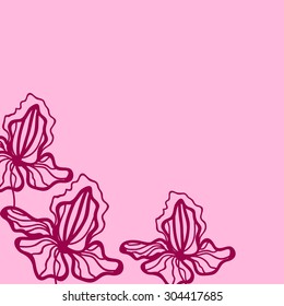Vector colorful floral template. Background with iris flowers. Vector floral texture