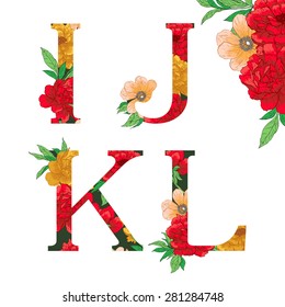 Vector colorful flower alphabet. Check my portfolio for other letters.