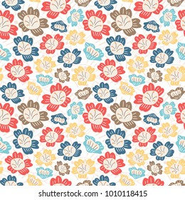 vector colorful flower blossom seamless pattern background