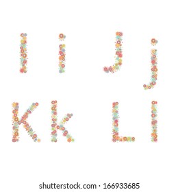 Vector colorful flower font.