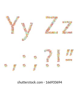 Vector colorful flower font.