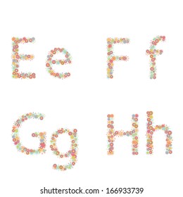 Vector colorful flower font.
