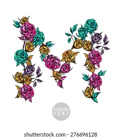 Vector colorful flower font. Can be used banners, invitation, congratulation or website layout vector