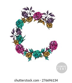 Vector colorful flower font. Can be used banners, invitation, congratulation or website layout vector