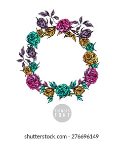Vector colorful flower font. Can be used banners, invitation, congratulation or website layout vector