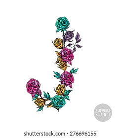 Vector colorful flower font. Can be used banners, invitation, congratulation or website layout vector