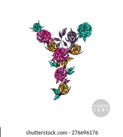 Vector colorful flower font. Can be used banners, invitation, congratulation or website layout vector