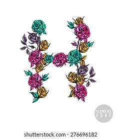 Vector colorful flower font. Can be used banners, invitation, congratulation or website layout vector