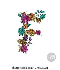 Vector colorful flower font. Can be used banners, invitation, congratulation or website layout vector