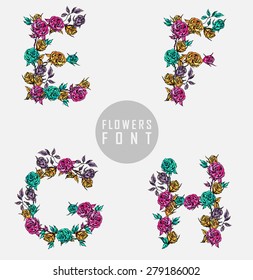 Vector colorful flower font. Can be used banners, invitation, congratulation or website layout vector