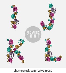 Vector colorful flower font. Can be used banners, invitation, congratulation or website layout vector