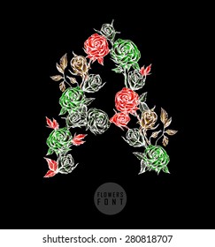 Vector colorful flower font. Can be used banners, invitation, congratulation or website layout vector