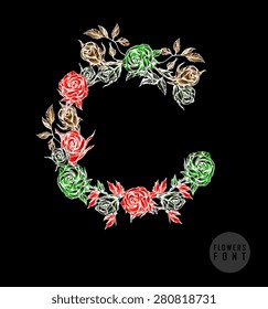 Vector colorful flower font. Can be used banners, invitation, congratulation or website layout vector