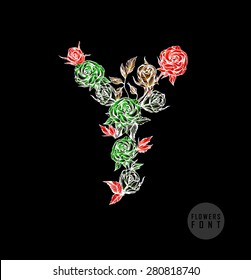 Vector colorful flower font. Can be used banners, invitation, congratulation or website layout vector
