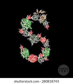 Vector colorful flower font. Can be used banners, invitation, congratulation or website layout vector