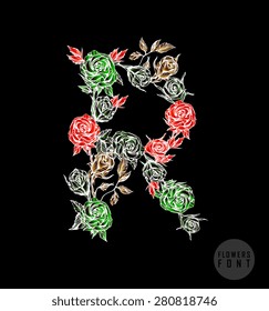 Vector colorful flower font. Can be used banners, invitation, congratulation or website layout vector
