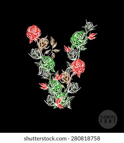 Vector colorful flower font. Can be used banners, invitation, congratulation or website layout vector