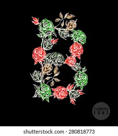 Vector colorful flower font. Can be used banners, invitation, congratulation or website layout vector