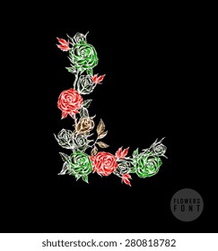 Vector colorful flower font. Can be used banners, invitation, congratulation or website layout vector