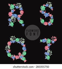 Vector colorful flower font. Can be used banners, invitation, congratulation or website layout vector