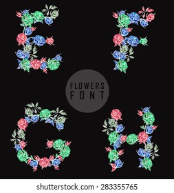 Vector colorful flower font. Can be used banners, invitation, congratulation or website layout vector