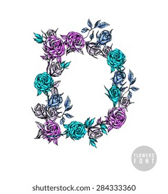 Vector colorful flower font. Can be used banners, invitation, congratulation or website layout vector