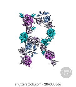 Vector colorful flower font. Can be used banners, invitation, congratulation or website layout vector