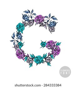 Vector colorful flower font. Can be used banners, invitation, congratulation or website layout vector