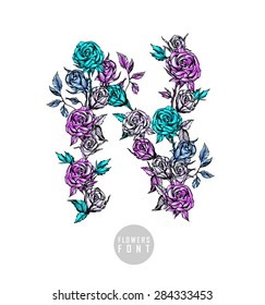 Vector colorful flower font. Can be used banners, invitation, congratulation or website layout vector