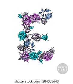 Vector colorful flower font. Can be used banners, invitation, congratulation or website layout vector