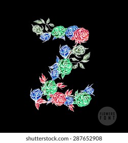 Vector colorful flower font. Can be used banners, invitation, congratulation or website layout vector