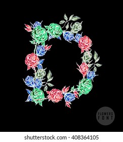 Vector colorful flower font. Can be used banners, invitation, congratulation or website layout vector