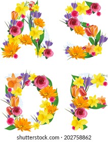 Vector colorful flower font. Check my portfolio for other letters.