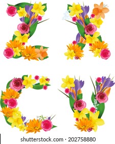 Vector colorful flower font. Check my portfolio for other letters.
