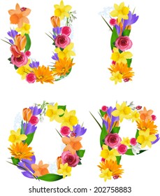 Vector colorful flower font. Check my portfolio for other letters.