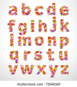 Vector Colorful Flower Font. Check My Portfolio For Numbers And Uppercase Letters.