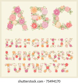 vector colorful flower font. Check my portfolio for numbers