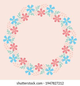 Vector colorful flower frame for greeting card, invitation, or photo.