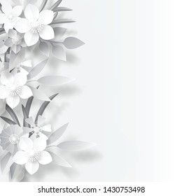 Vector Colorful Flower Paper Cut Background