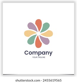 Vector colorful flower with petals logo design template
