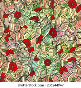 Vector colorful flower seamless pattern element. Elegant texture for backgrounds.